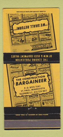 Matchbook Cover - Construction Bargaineer publication St Paul MN 30 Strike