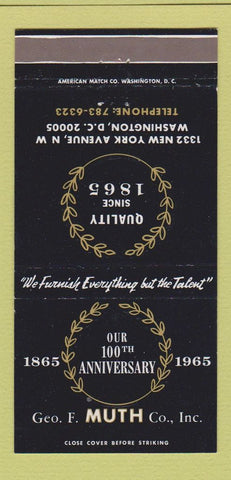 Matchbook Cover - Geo Muth Washington DC 1965 artist supply 30 Strike