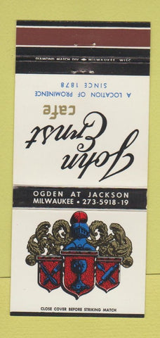 Matchbook Cover - John Ernst Cafe Milwaukee WI 30 Strike