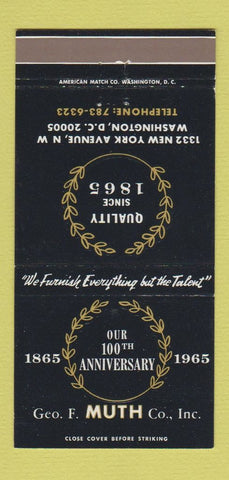 Matchbook Cover - Geo Muth Washington DC artist supply 1965 30 Strike