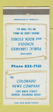 Matchbook Cover - Colorado News Company Denver  30 Strike