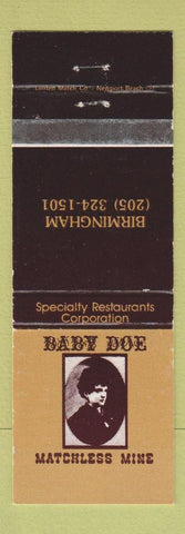 Matchbook Cover - Baby Doe Matchless Mine Birmingham AL WEAR