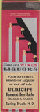 Matchbook Cover - Ulrich's Beer Parlor Spring Brook ND SAMPLE WEAR