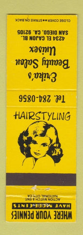 Matchbook Cover - Erika's Beauty Salon San Diego CA girlie