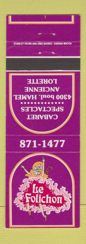 Matchbook Cover - Le Folichon Cabaret Lorette QC girlie