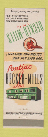 Matchbook Cover - Becker Mills Pontiac Philadelphia PA