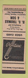 Matchbook Cover - DS Thomas Pontiac Bridgewater VA low phone # WEAR