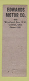Matchbook Cover - Edwards Motors Canton OH Pontiac
