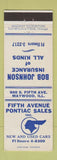 Matchbook Cover - Fifth Avenue Pontiac Maywood IL Bob Johnson Insurance