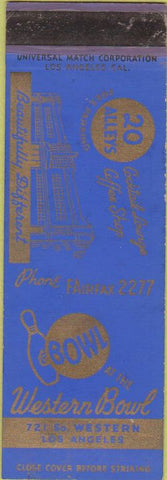 Matchbook Cover - Western Bowling Los Angeles CA SAMPLE wear