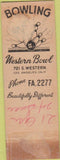 Matchbook Cover - Western Bowling Los Angeles CA SAMPLE wear