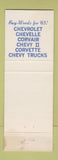Matchbook Cover - 1965 Chevrolet Bill Johnson Cadillac Berwick PA