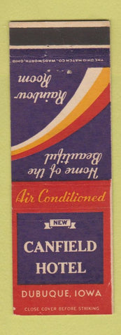 Matchbook Cover - Canfield Hotel Dubuque IA Rainbow Room