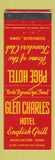 Matchbook Cover - Glen Charles Hotel Manchester IA Page Hotel Dubuque