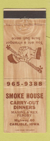 Matchbook Cover - Smoke House Restaurant Carlisle IA