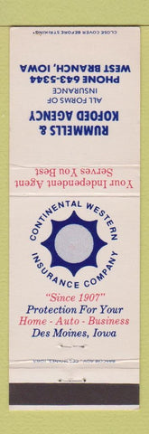 Matchbook Cover - Rummells & Kofoed Insurance Agency West Branch IA