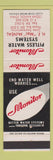 Matchbook Cover - Monitor Pitless Water Systems HF McNeal Cedar Rapids IA