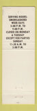 Matchbook Cover - The Fjord Restaurant Huxley IA