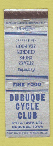 Matchbook Cover - Dubuque Cycle Club IA