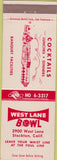 Matchbook Cover - West Lane Bowling Stockton CA