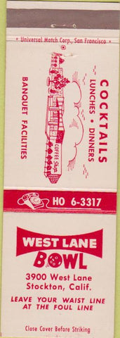 Matchbook Cover - West Lane Bowling Stockton CA