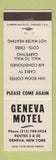 Matchbook Cover - Geneva Motel Geneva NY