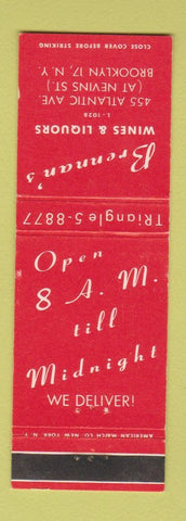Matchbook Cover - Brennan's Wines Liquors Brooklyn NY