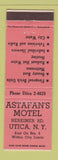 Matchbook Cover - Astafan's Motel Utica NY