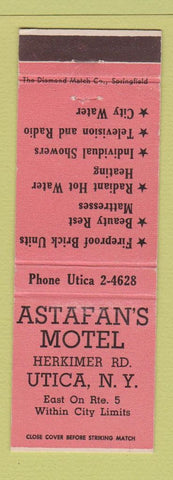 Matchbook Cover - Astafan's Motel Utica NY