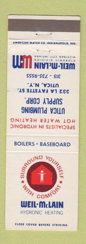 Matchbook Cover - Weil McLain Heating Plumbing Utica NY