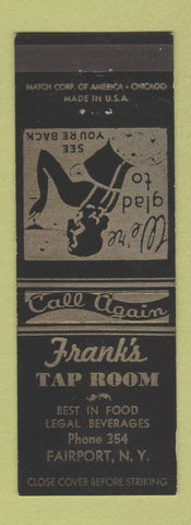 Matchbook Cover - Frank's Tap Room Fairport NY girlie