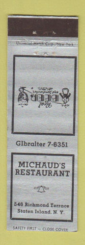 Matchbook Cover - Michaud's Restaurant Staten Island NY