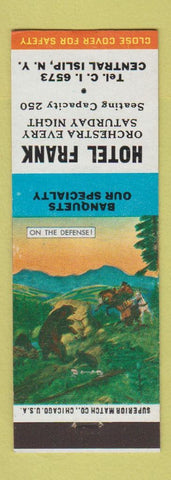 Matchbook Cover - Hotel Frank Central Islip NY