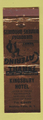 Matchbook Cover - Kingsbury Hotel Hudson Falls NY