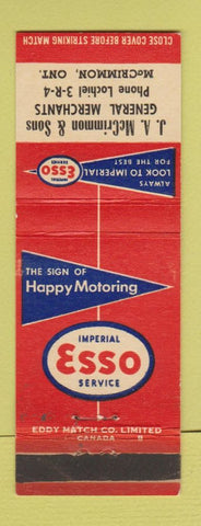 Matchbook Cover - Esso oil gas JA McCrimmon ON