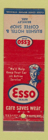 Matchbook Cover - Esso oil gas Rusher Hotel Brinkley AR