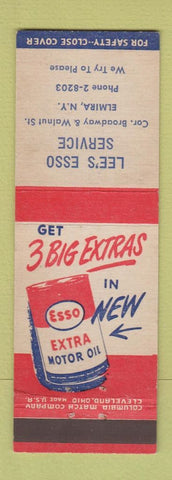 Matchbook Cover - Lee's Esso oil gas Elmira NY