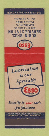 Matchbook Cover - Rubin Bros Esso oil gas Elmira NY