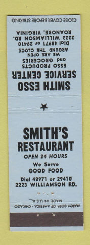 Matchbook Cover - Smith Esso oil gas restaurant Roanoke VA