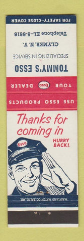 Matchbook Cover - Tommy's Esso oil gas Clymer NY