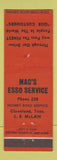 Matchbook Cover - Mac's Esso oil gas Cleveland TN