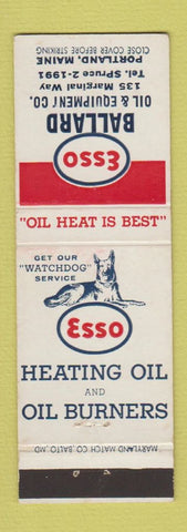 Matchbook Cover - Esso oil gas heating Ballard Portland ME