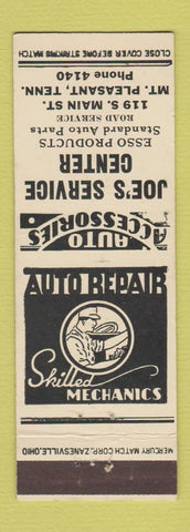 Matchbook Cover - Joe's Esso oil gas Mount Pleasant TN low phone #