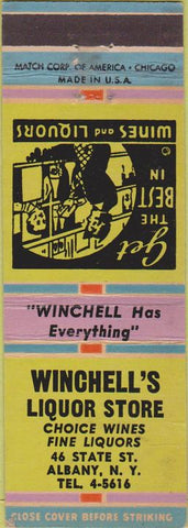 Matchbook Cover - Winchell's Liquor Store Albany NY