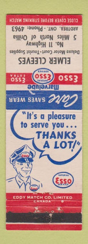 Matchbook Cover - Esso oil gas Elmer Cleeves Ardtrea ON