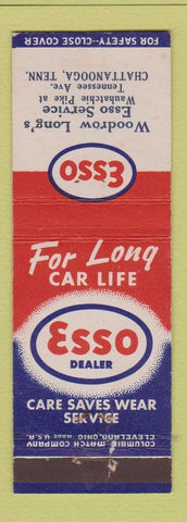 Matchbook Cover - Esso oil gas Woodrow Long's Chattanooga TN