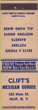 Matchbook Cover - Clift's Mexican Curios Islip NY boots shoe repair