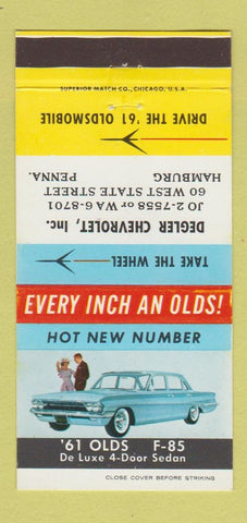 Matchbook Cover - 1961 Oldsmobile Degler Hamburg PA F-85 30 Strike