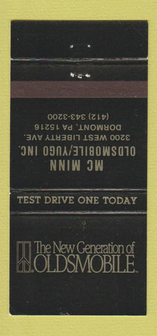 Matchbook Cover - McMinn Oldsmobile Yugo Dormont PA 30 Strike