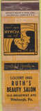 Matchbook Cover - Ruth's Beauty Salon Pittsburgh PA girlie WORN Advance